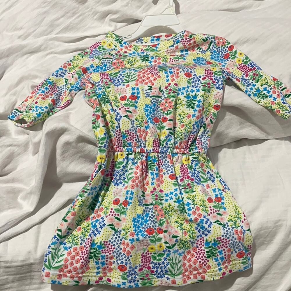 Gymboree s 4t floral French terry dress pockets worn once elastic waist euc